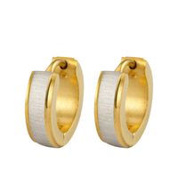 Vintage Round Ear Buckle Trend Full Gold Brushed Stainless Steel Earrings Wholesale sku image 5