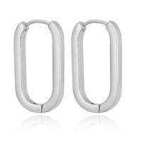 Simple Oval Shaped Stainless Steel Hoop Earrings Wholesale sku image 1