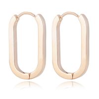 Simple Oval Shaped Stainless Steel Hoop Earrings Wholesale sku image 3