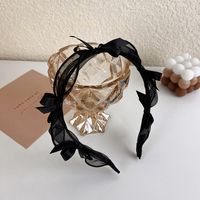 Fashion Solid Color Lace Mesh Rhinestone Bow Headband Wholesale sku image 1