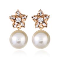 Fashion Inlaid Pearl Five-pointed Star Drop Earrings Wholesale sku image 1