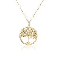 Copper Plated 18k Gold Tree Pendant Necklace Micro-set Zircon Jewelry Women sku image 1