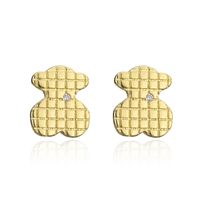 Fashion Copper Micro-inlaid Zircon Plated 18k Gold Animal Bear Earrings Wholesale sku image 1
