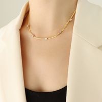 Neue Schlange Kette Titan Stahl Eingelegt Zirkon Halskette Armband sku image 3