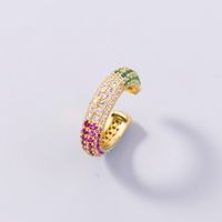 Fashion Simple Gold Zircon Cute Rainbow C-shaped Copper Ear Clip Wholesale sku image 1