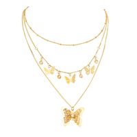 Fashion Butterfly Pendant Multi-layered Necklace Alloy Collarbone Chain sku image 1