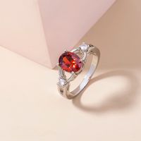 Simple Fashion Pomegranate Ruby Micro-encrusted Zircon Copper Ring sku image 1