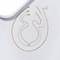 Creative Multilayer Zircon Pendant Necklace Imitation Pearl Alloy Clavicle Chain sku image 1