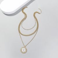 Fashion Round Pendant Necklace Diamond Alloy Clavicle Chain sku image 1