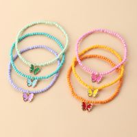 Bohemian Color Beads Oil Butterfly Pendant Women's Bracelet Set sku image 1