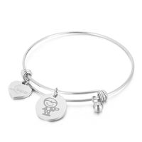 Fashion Simple Retractable Stainless Steel Heart-shaped Couple Bracelet sku image 2