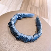 Retro Solid Color Fold Silk Wrinkled Large Headband Wholesale sku image 4