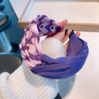Retro Contrast Color Vitality Purple Heart Printing Combination Headband Wholesale sku image 3