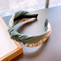 Retro Floral Printing Contrast Color Kink Stitching Headband Wholesale sku image 4