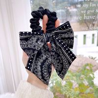 Korean Ethnic Printing Streamer Hair Scrunchies Leather Hair Circle sku image 1