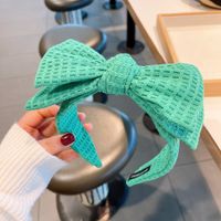 Simple Solid Color Waffle Double-layer Three-dimensional Bow Headband Jewelry sku image 2