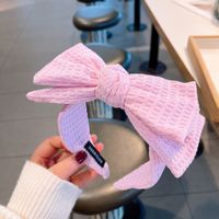 Simple Solid Color Waffle Double-layer Three-dimensional Bow Headband Jewelry sku image 4