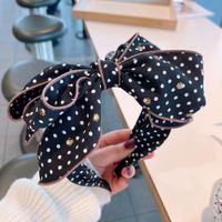 Vintage Contrast Color Cream Polka Dots Three-dimensional Bow Headband Wholesale sku image 1