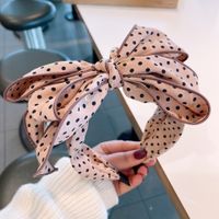 Vintage Contrast Color Cream Polka Dots Three-dimensional Bow Headband Wholesale sku image 3