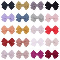 Children's Hair Accessories Simple Bow Ponytail Clip Solid Color Fabric Hair Clip sku image 1