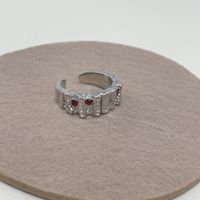 Fashion Three-dimensional Metal Thorns Inlaid With Red Diamonds Ring sku image 2