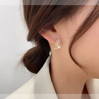 Style Coréen Papillon Alliage Perles Artificielles Boucles D'Oreilles main image 5