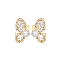 Korean Style Butterfly Alloy Artificial Pearls Ear Studs main image 6