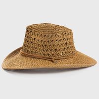 2022 Solid Color Sunscreen Sunshade Cowboy Handmade Straw Hat main image 4