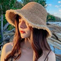 Summer Foldable Straw Fisherman Hat Raw Edge Women's Straw Hat main image 1