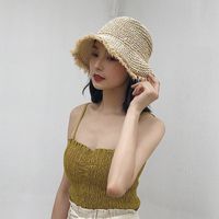 Summer Foldable Straw Fisherman Hat Raw Edge Women's Straw Hat main image 4