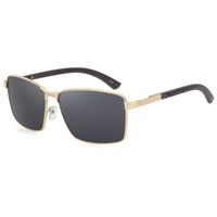 New Square Sunglasses Men's Fashion Metal Wood Grain Leg Sunglasses main image 5