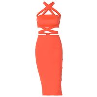 Fashion Solid Color Lace-up Tube Top Top Slim Hip Skirt Suit Wholesale main image 6