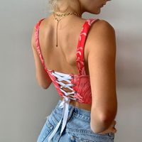 Fashion Solid Color Pringting Hollowed Lace-up Backless Vest main image 5