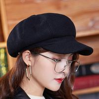 British Solid Color Woolen Octagonal Female Autumn And Winter New Peaked Cap sku image 2