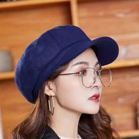 British Solid Color Woolen Octagonal Female Autumn And Winter New Peaked Cap sku image 5