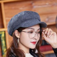 British Solid Color Woolen Octagonal Female Autumn And Winter New Peaked Cap sku image 6
