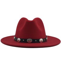 New Style Metal Belt Retro Solid Color Top Hat Jazz Hat sku image 1