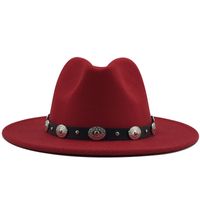 Nouveau Style Ceinture En Métal Rétro Couleur Unie Chapeau Haut De Forme Chapeau De Jazz sku image 1