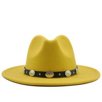 New Style Metal Belt Retro Solid Color Top Hat Jazz Hat sku image 2