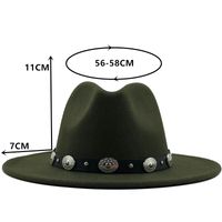 New Style Metal Belt Retro Solid Color Top Hat Jazz Hat sku image 3