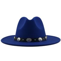 New Style Metal Belt Retro Solid Color Top Hat Jazz Hat sku image 4