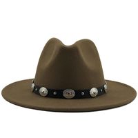 New Style Metal Belt Retro Solid Color Top Hat Jazz Hat sku image 6