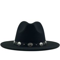New Style Metal Belt Retro Solid Color Top Hat Jazz Hat sku image 7
