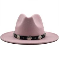 Nouveau Style Ceinture En Métal Rétro Couleur Unie Chapeau Haut De Forme Chapeau De Jazz sku image 9