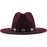 New Style Metal Belt Retro Solid Color Top Hat Jazz Hat sku image 10