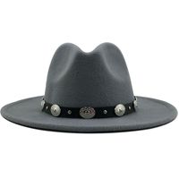 New Style Metal Belt Retro Solid Color Top Hat Jazz Hat sku image 11
