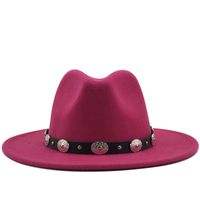 New Style Metal Belt Retro Solid Color Top Hat Jazz Hat sku image 12