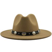 New Style Metal Belt Retro Solid Color Top Hat Jazz Hat sku image 13