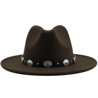 Nouveau Style Ceinture En Métal Rétro Couleur Unie Chapeau Haut De Forme Chapeau De Jazz sku image 15