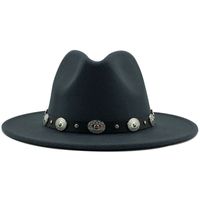 New Style Metal Belt Retro Solid Color Top Hat Jazz Hat sku image 16